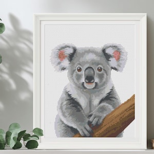Padrão fofo de ponto cruz de coala | Arte australiana para viveiro de animais | Download instantâneo em PDF | Ponto cruz moderno fácil