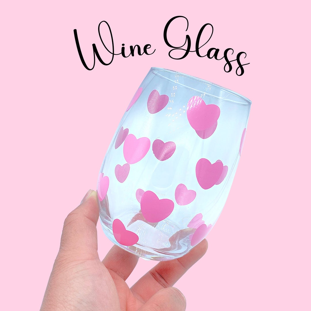 VALENTINES Stemless Wine Glass Valentines Day Glass Cup Personalized