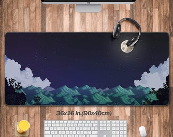 Digital Valley Desk Pad(3 Patterns), Stardew Gaming Mouse Pad,Vintage 8 bit Gamer Desk Mat,Retrowave Desk Decoration, Keyboard Computer Mat