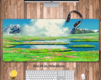 Cute Anime Grassland View Desk Mat(3 Designs),Mouse Pad XXL,Kawaii Desk Pad,Laptop Keyboard Mat,Extra Large MousePads,Gift For Girlfriend