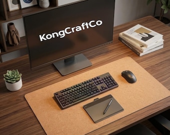 Grand tapis de bureau en liège naturel | Grand tapis de souris écologique de bureau | de bureau minimaliste pour bureau à domicile |  Tapis pour clavier et ordinateur portable