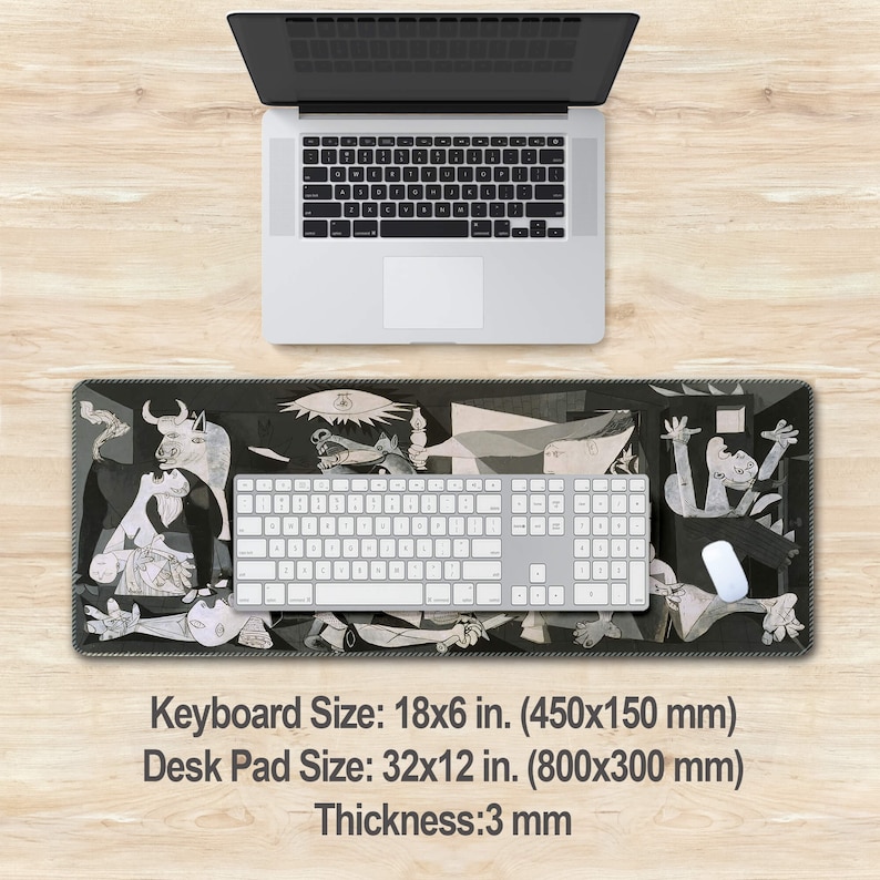 Cubist Computer Guernica Painting Desk Mat Large, Pablo Picasso Mouse Pad XXL Extended ...