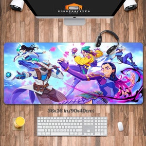 Grand tapis de bureau Valorant (3 motifs), tapis de souris de jeu, tapis de bureau de tir pour gamer, décoration de bureau, tapis d'ordinateur clavier vintage
