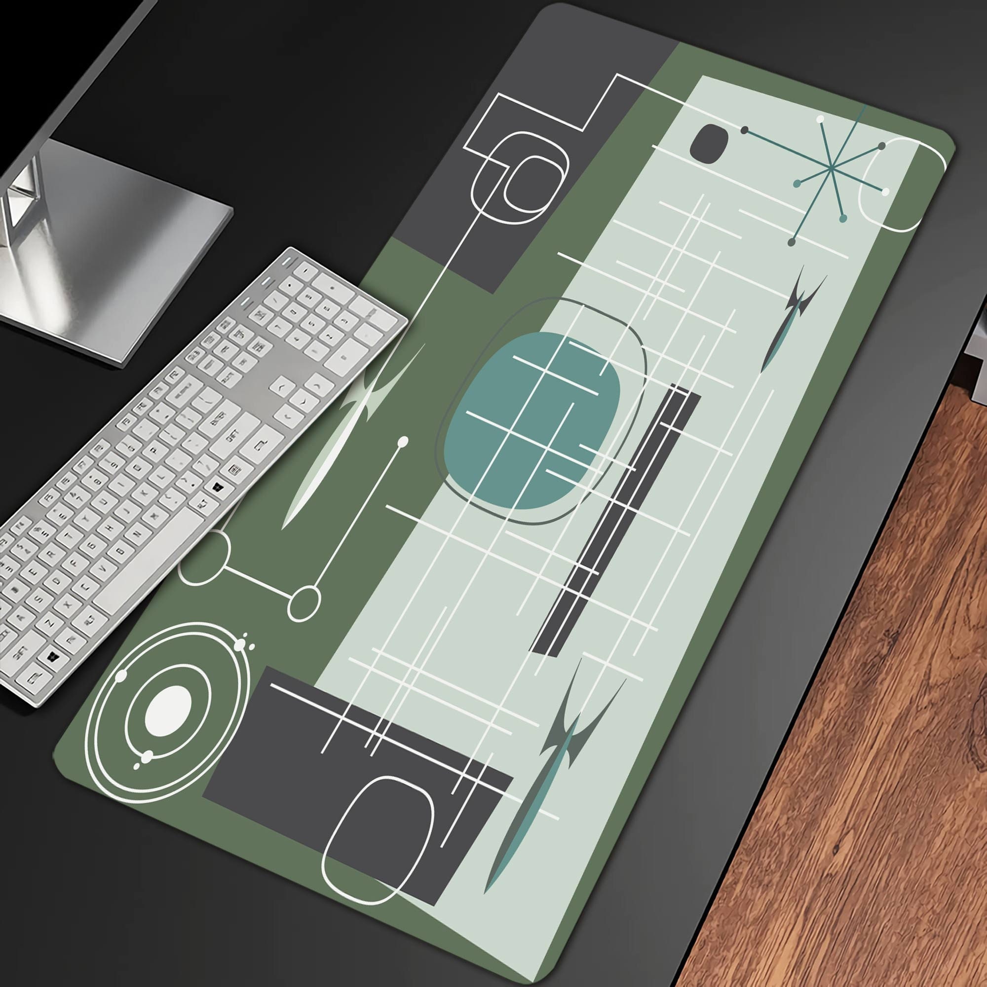 Desk Rug Pattern Mid Century Modern Style Shapes Desk Pad(4 Patterns), Geometric ...