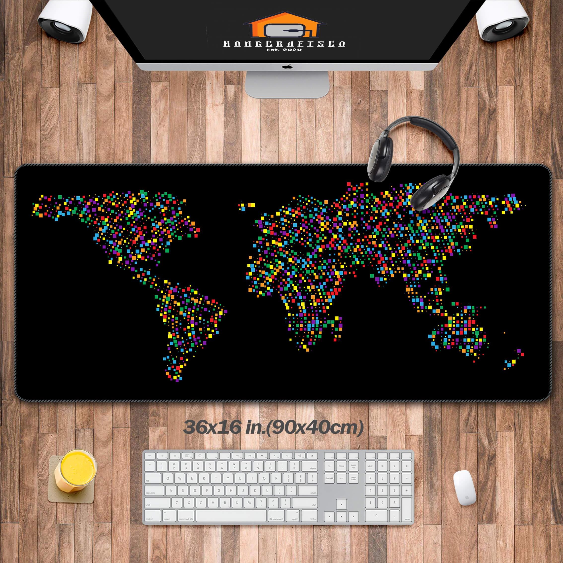 Minimalist World Map Large Gaming Mouse Pad for Desk, Creative Map