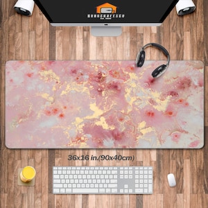 Cute Kids Mouse Pad Rose Gold Marble Mouse Pads for Girls Wireless Office Laptop Computer Desk Mousepad with Designs Decorative for Women Blush Pink Rose Gold Pattern Round Mouse Pad - 4 Pcs Pcs 8 in