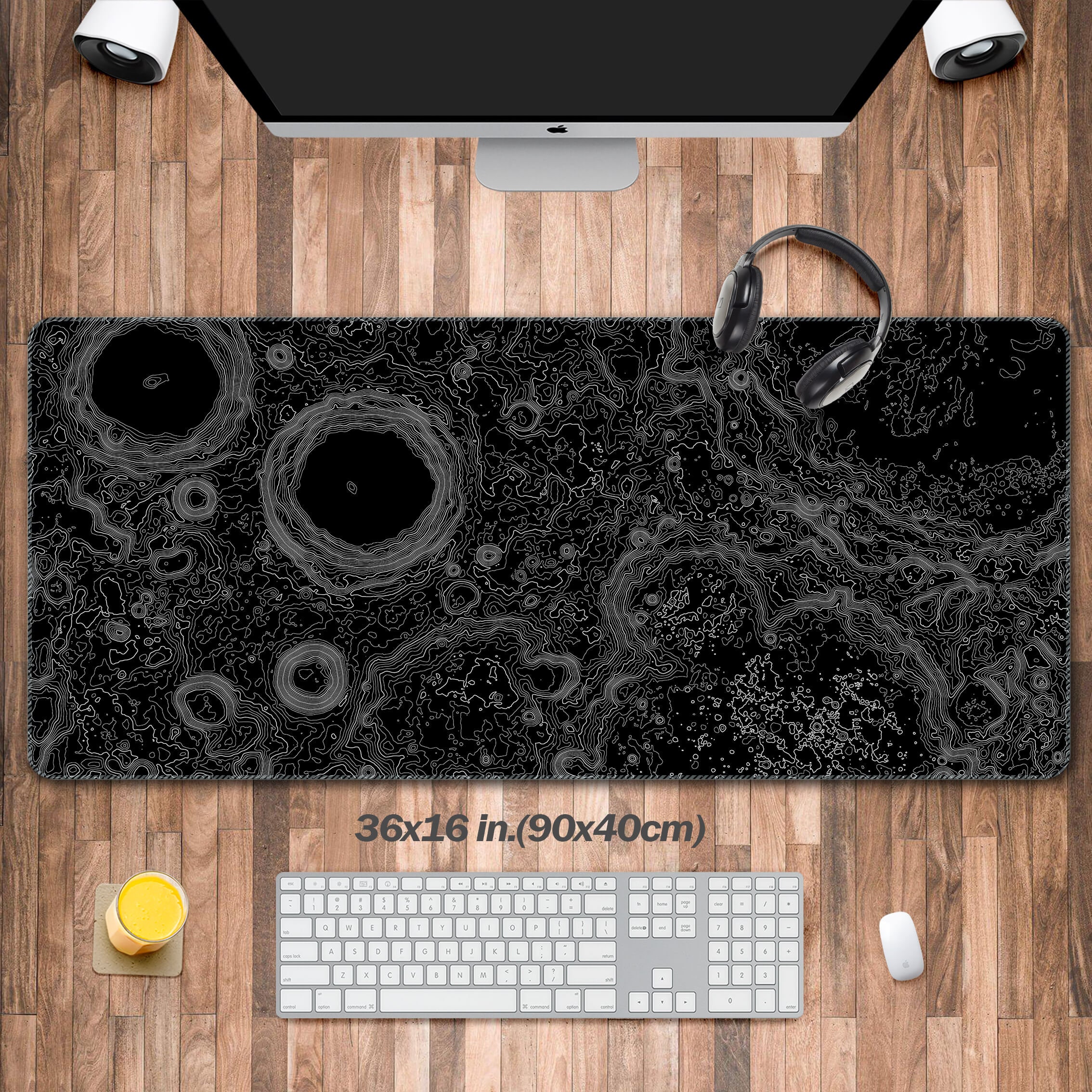 Relief Of The Moon(3 Patterns)Desk Pad,Celestial Mouse Pad XXL,Luna Moon Topographic Map, Keyboard Play Gaming Desk Mat, Gift for Astronomer