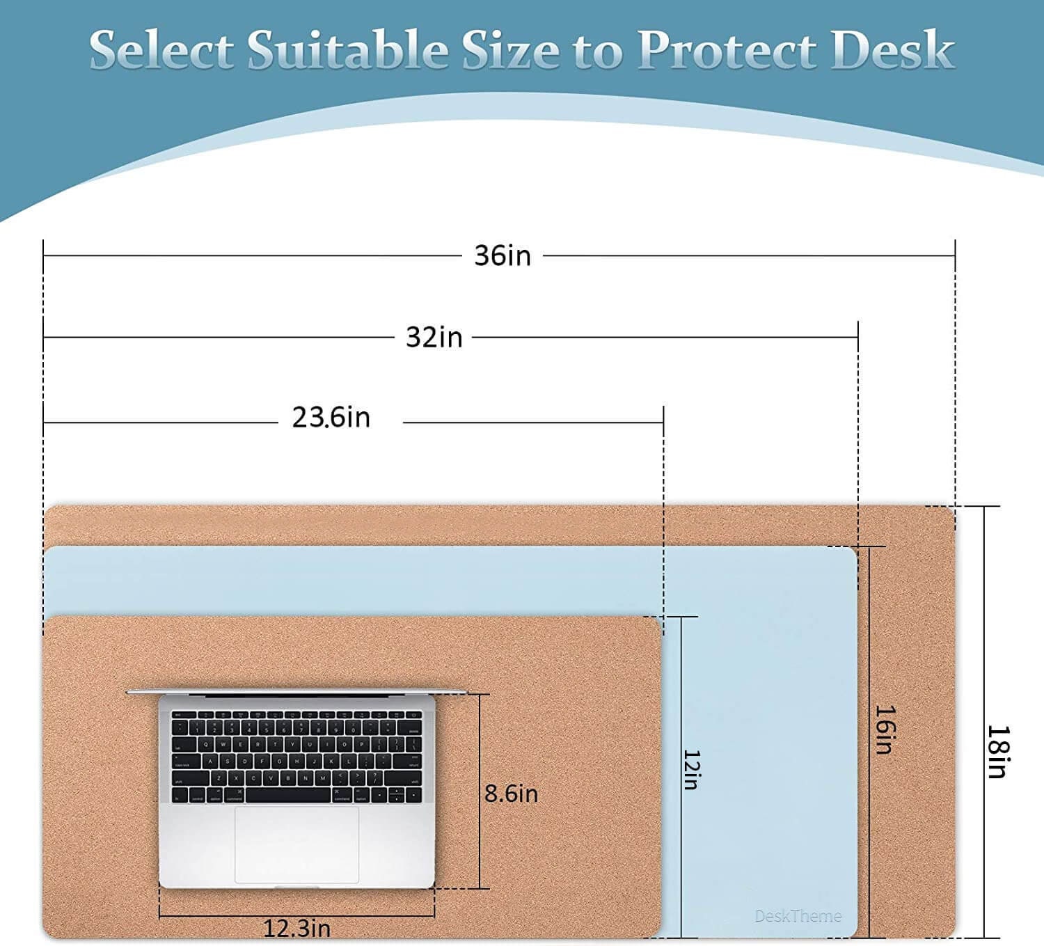 Aothia Office Desk Pad, Natural Cork & PU Leather Dual Side Large Mouse Pad