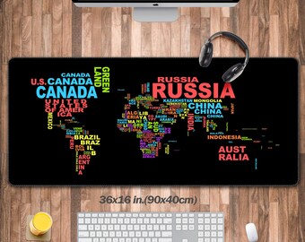 Minimalist World Map Large Gaming Mouse Pad for Desk, Creative Map