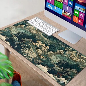 Japansk Seigaiha-skrivbordsunderlägg (4 mönster), Qinghai Wave-musmatta XL, Ukiyoe-skrivbordsmatta, estetisk skrivbordsdekoration, skrivbordsmatta, tangentbordsmatta bild 8