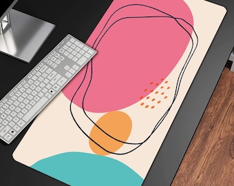 Bureauonderlegger met moderne kleuren uit het midden van de eeuw (4 patronen), abstracte minimalistische bureaumat, muismat met geometrisch patroon, vintage abstracte laptopmat