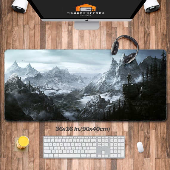 Skyrim Gaming Desk Pad Large(3 Patterns), Valley Eagles  Gaming Mouse Pad XXL, Dragon Gamer Desk Matt For Desktop, Gaming Desk Decorations