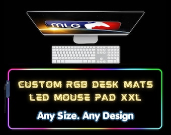 Aangepaste RGB-gamingbureaumatten, gepersonaliseerde led-muismat xxl, anime-bureauonderlegger groot, gamercadeau, gepersonaliseerd cadeau