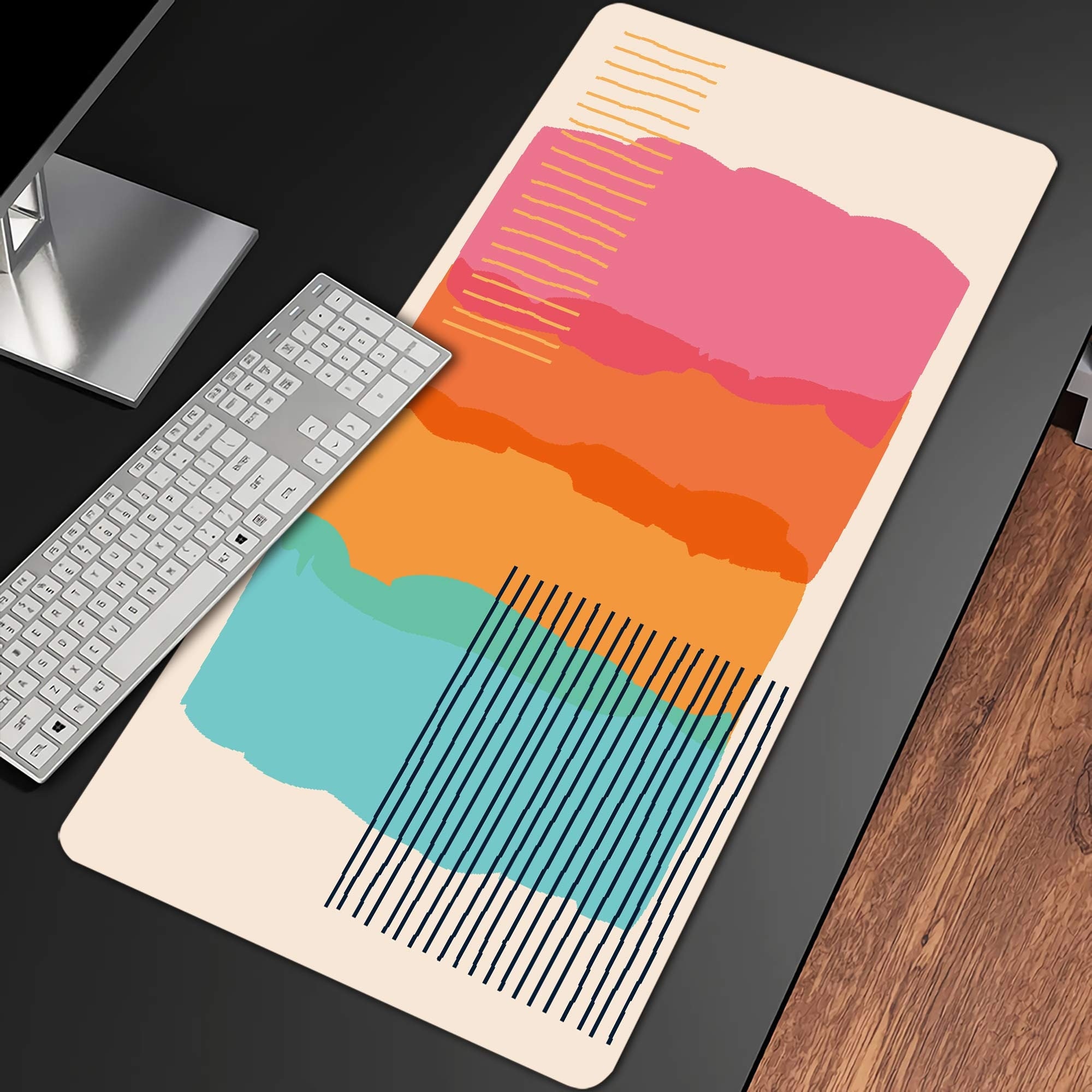Desk Rug Pattern Mid Century Modern Colors Desk Pad(4 Patterns), Abstract Minimalistic ...