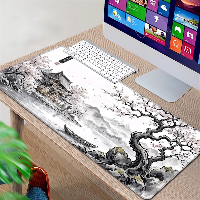 Japansk Seigaiha-skrivbordsunderlägg (4 mönster), Qinghai Wave-musmatta XL, Ukiyoe-skrivbordsmatta, estetisk skrivbordsdekoration, skrivbordsmatta, tangentbordsmatta bild 4