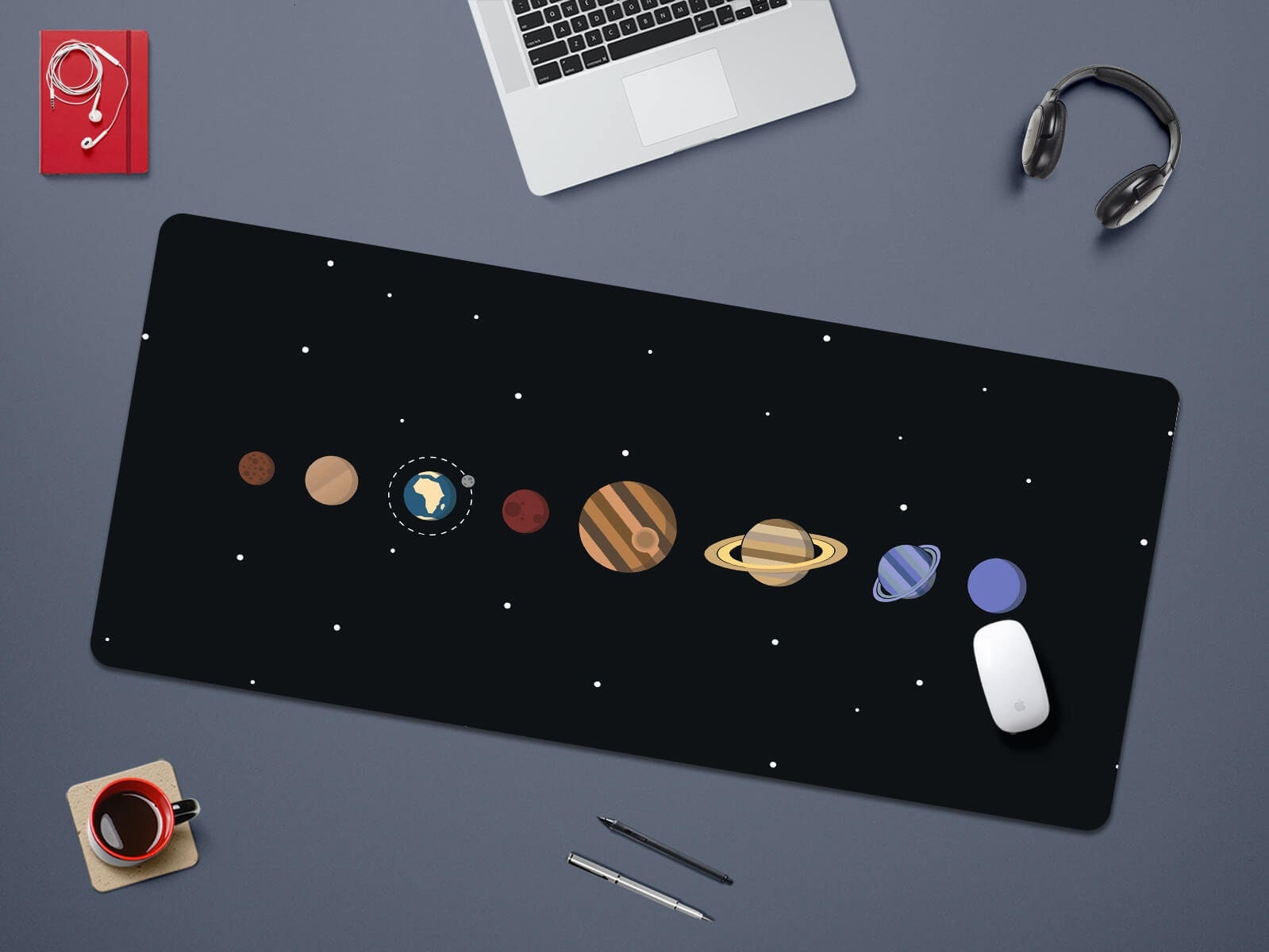 Solor System Desk Solar System Desk Mat, Universe Gaming Desk Pad,space Mouse Pad Xxl ...