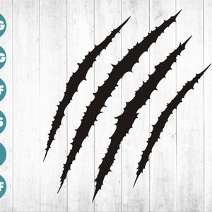 Marcas de garras Svg, marca de garra de animal, tigre, gato, león, lobo, pantera, cicatriz misteriosa, rasguño de uña, Svg, Png, vector, clipart, eps.