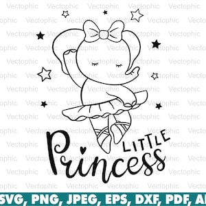 Kleine Prinses Schattige baby Meisje dansende Olifant Svg, clipart, vector, gesneden bestand, png, silhouet, sublimatie, cricut, pictogram, instant download