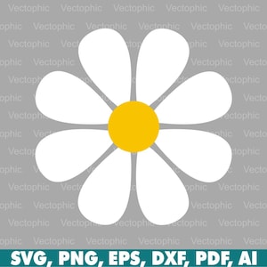 White Daisy Flower Svg, clipart, vector, cut file, png, silhouette, sublimation, cricut, icon, instant download