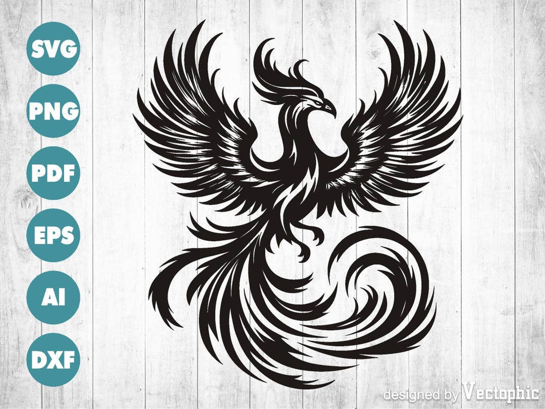 Simple Phoenix Bird SVG | Png Dxf Eps Pdf | Phoenix Clipart | Instant ...