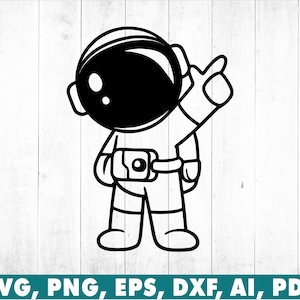 baby astronauta svg, astronauta fresco nello spazio SVG in bianco e nero, file di taglio dell'astronauta bambino, PNG, disegno vettoriale, clipart, dxf, download istantaneo