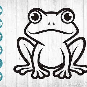 Grenouille mignonne Svg Png Dxf Clipart, conception de grenouille pour la Silhouette Cricut, téléchargement numérique de grenouille, adorable grenouille pour travaux manuels de bricolage et scrapbooking