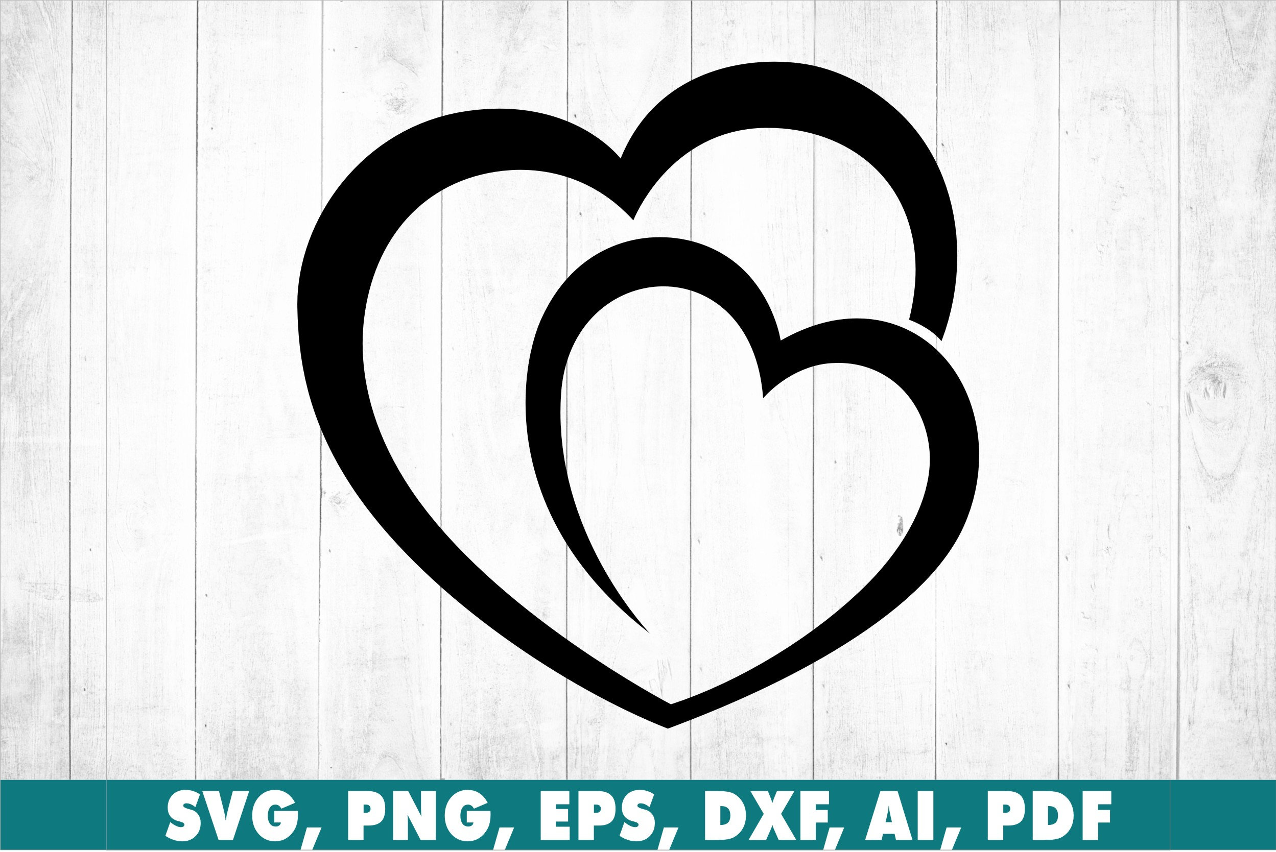 Two Combined Heart Love Symbol Icon Black and White SVG, PNG