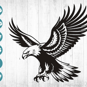 Águia voadora SVG, vetor de águia, design de águia majestosa para silhueta Cricut, clipart de pássaro, download digital para artesanato e scrapbooking DIY