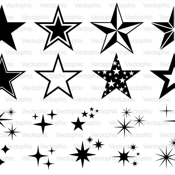 Stars SVG Bundle, Sparkle Stars SVG, Stars Svg, Star Clipart, Bright Stars, Twinkle Stars, Instant Download, Cricut Cut File, Silhouette