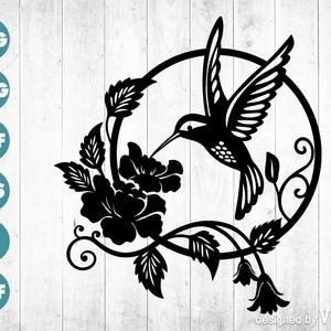 Hummingbird SVG, DXF, Png Laser Cut Files | CNC Vector Design | Bird Wall Art | Cricut Silhouette Glowforge Ready Instant Digital Download