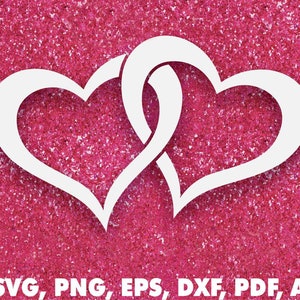 Twee kruis hart liefdessymbool, dubbel hart pictogram SVG, PNG, Vector Design, Silhouet, Clipart, Cricut, Cut-bestand, EPS, Pdf, Instant Download