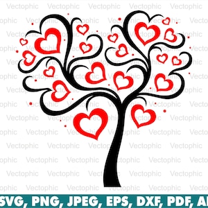 Love Tree Svg, Heart Symbol Tree png, vettoriale, disegno, cricut, sublimazione, clipart, silhouette, dxf, immagine, taglia file, download istantaneo