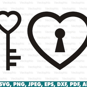 Love Lock and Key Svg, Heart Lock Symbol Svg, Clipart, Vector, Cut File ...