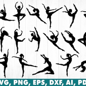 17 Svg de baile, silueta de baile, paquete de Svg de baile, archivo de corte de baile, Svg de bailarines, clipart de baile, siluetas de bailarines svg, descarga instantánea