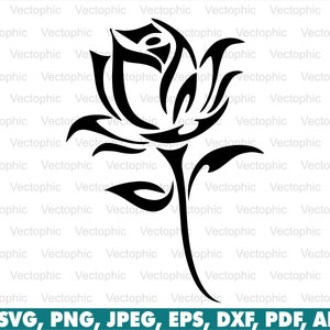 バラ SVG、バラのクリップアート、愛、花、バレンタインデー、ベクター、カット ファイル、PNG、シルエット、昇華、クリカット、アイコン、即時ダウンロード
