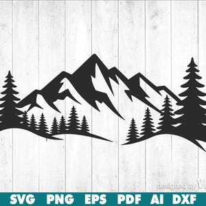 Mountain Nature Scene SVG DXF, Trees Forest Landscape Cut File for Laser, CNC, Cricut, Silhouette, Outdoor Wall Art Decor, Instant Download
