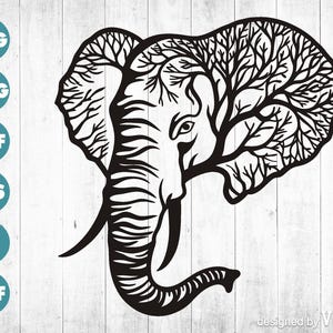 Elephant Tree DXF Cut File | Elephant SVG for Cricut & Laser Cutting | Tree Silhouette Wall Art Png Eps | Instant Download for DIY Crafts