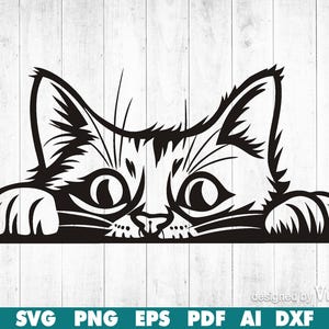Cute Cat Peeking SVG | Funny Kitty Clipart for Cricut & Silhouette | Front Face | Cat Lover Gift | Dxf Png Eps | Instant Digital Download