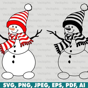 Snowman Svg, Cute Snowman with Scarfs Svg, Winter, Christmas, Santa, Svg, png, vector, design, cricut, sublimation, clipart instant download