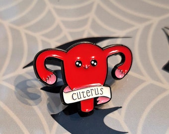 Enamel pin badge feminist beautiful cute cuterus ovaries punk goth quirky