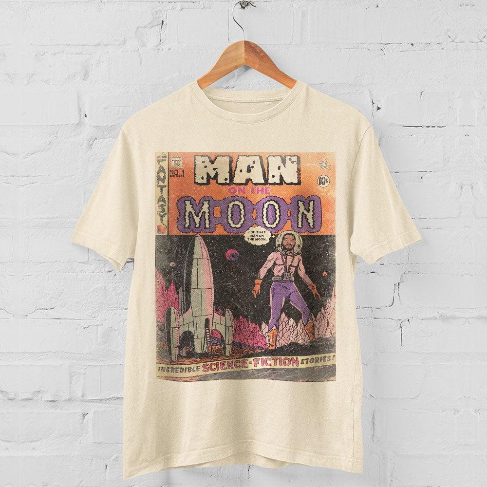Man on the Moon 3 Kid Cudi Shirt Vintage Hip Hop 90s Retro Graphic Tee Comic Rap T-Shirt