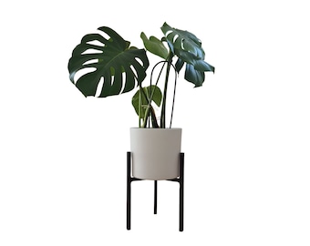 Double-Sided Indoor Plant Stand - Black Metal, for 20-30cm Pot Size, Stylish Home Decor, modern, elegance, loft