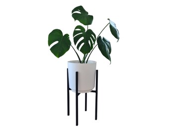 Plant stand, Pflanzenständer,  supporto per piante with pot, height 46,5cm, pot diameter 25cm,white,anthracite,Flowerbed,loft metal, modern