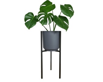 Pflanzenständer, supporto per piante, support pour plantes avec pot, hauteur 62cm, diamètre du pot 25cm,blanc,anthracite,Parterre de fleurs,loft métal, moderne