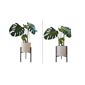 Supporto per piante da interno bifacciale - Metallo nero, per vasi da 15-30 cm, elegante arredamento per la casa, moderno, elegante, loft