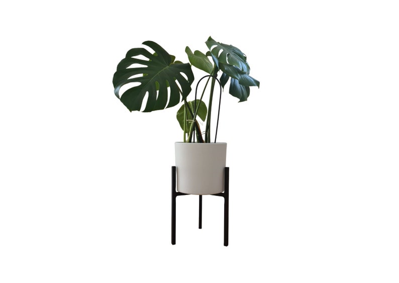 Doppelseitiger Indoor-Pflanzenständer Schwarzes Metall, für 20-30cm Topfgröße, stilvolle Heimdekoration, modern, Eleganz, Loft Bild 1