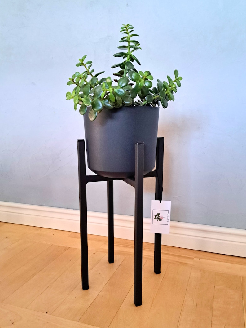 Flowerpot Standt with Wheels Nature Black Metal main image 0