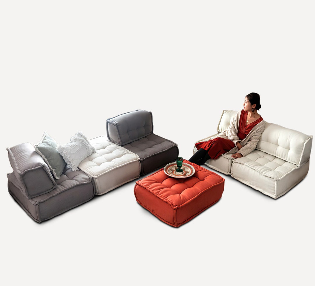 Floor Cushion Sofa Seat With Backrest / Japanese Inspired Style