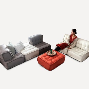 Floor Cushion Sofa Seat with Backrest / Japanese Inspired Style / Meditation Yoga Sofas / Loveseats, Pallet Sofas / Floor Couches