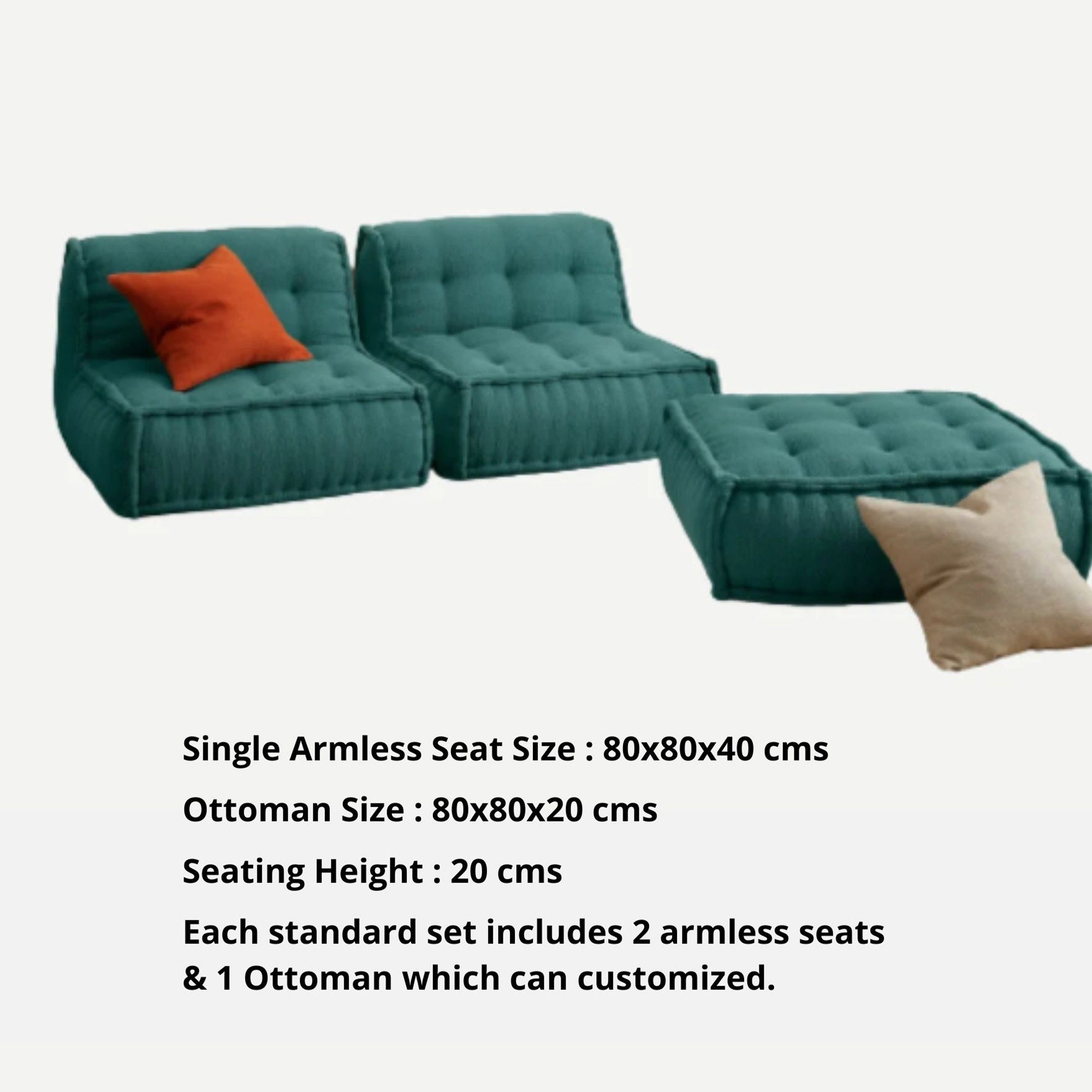 Floor Cushion Sofa Seat With Attached Backrest / Japanese Inspired